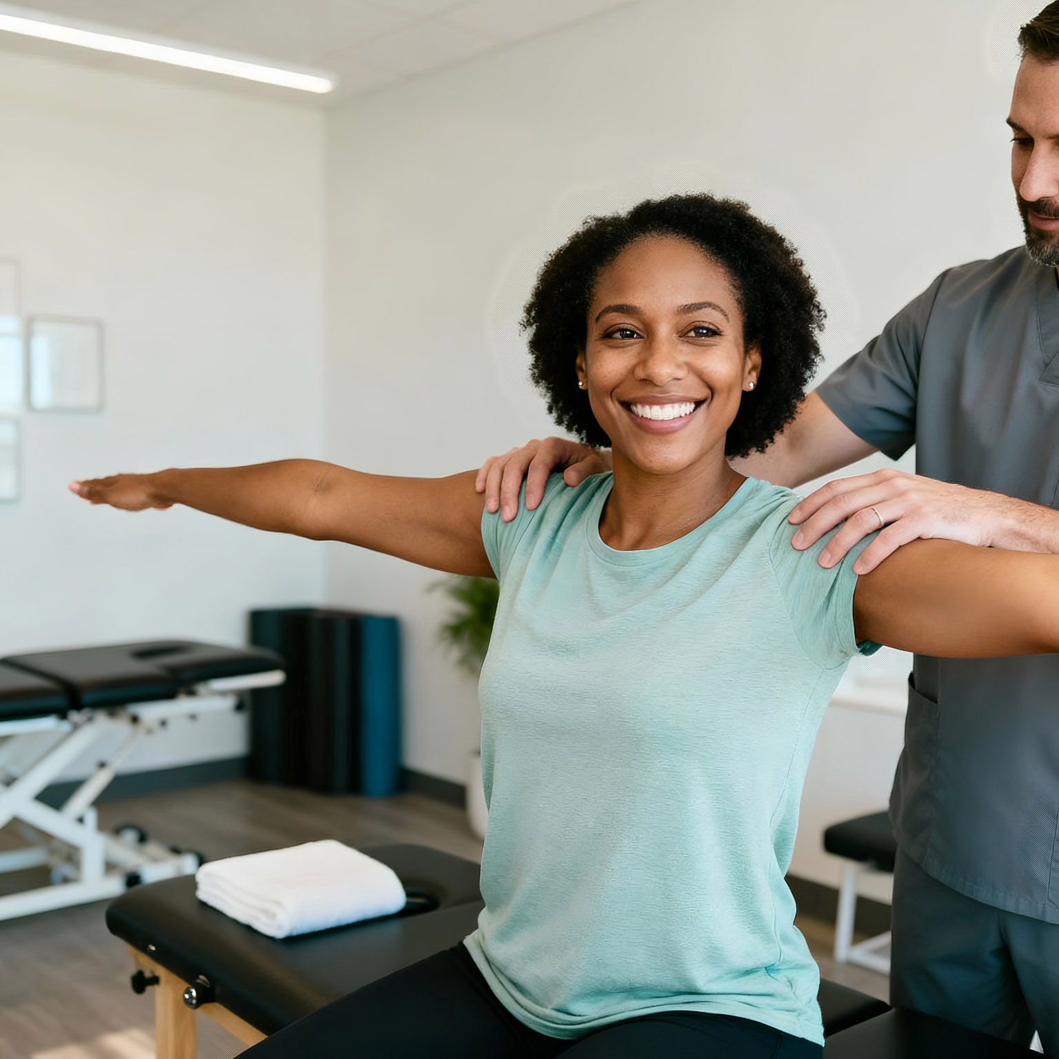 Chiropractor consulting with a patient at Abner Creek Chiropractic